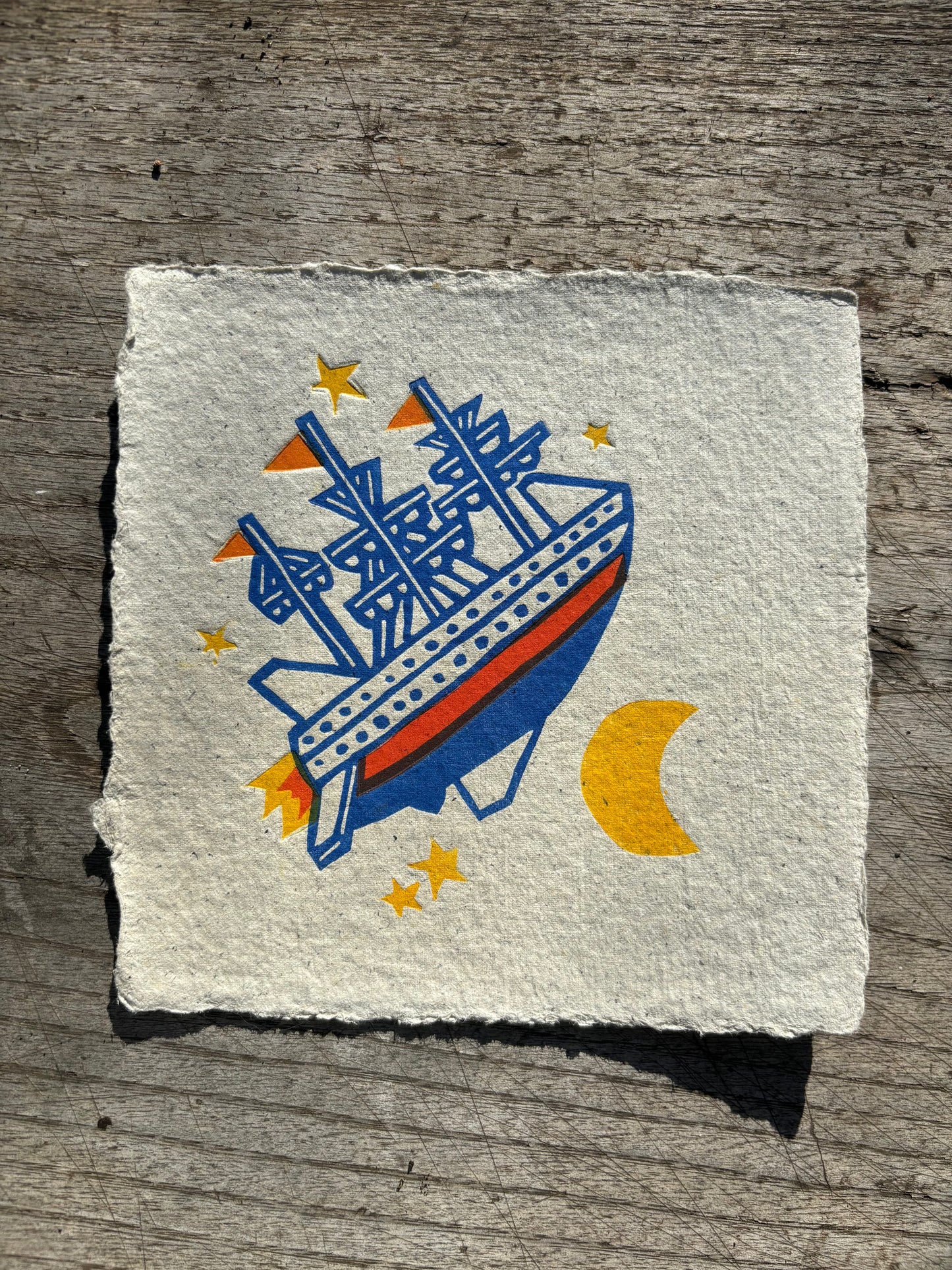 Vaisseau - linogravure