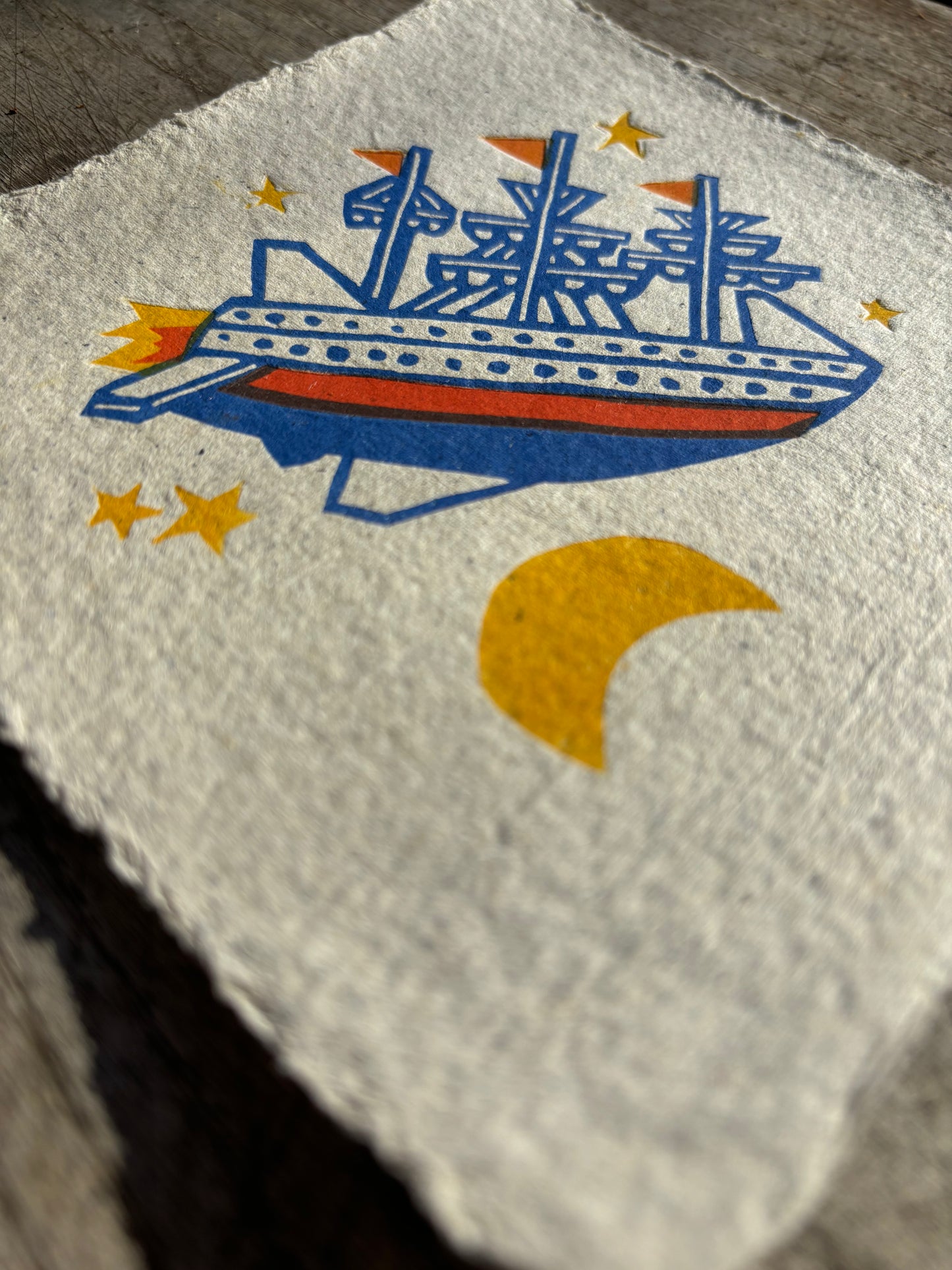 Vaisseau - linogravure