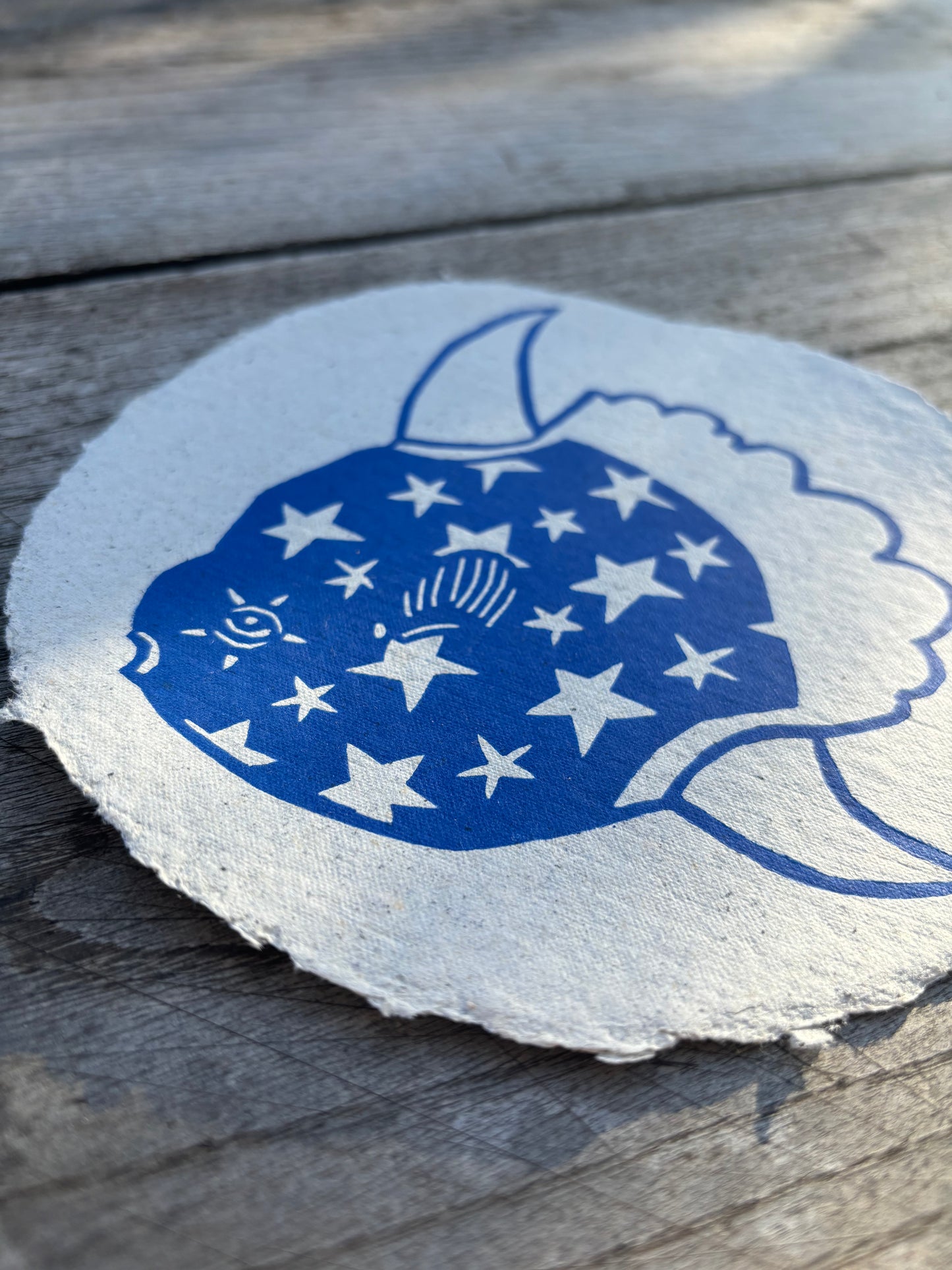 Poisson lune - linogravure