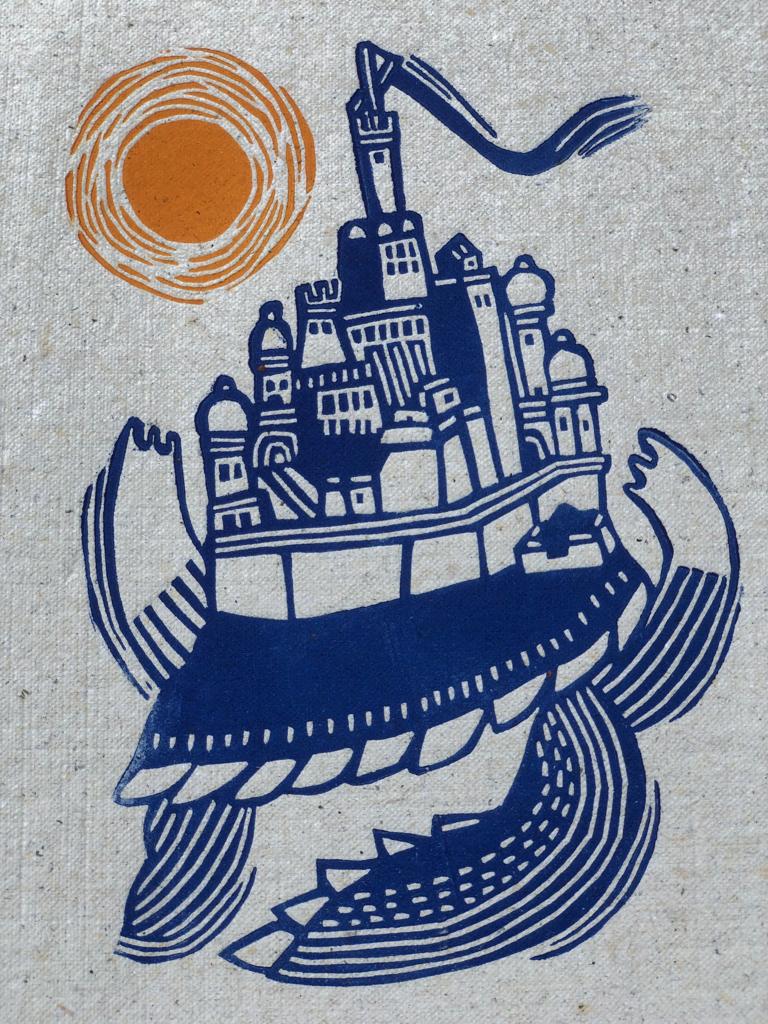 L'île de la Tortue - linogravure