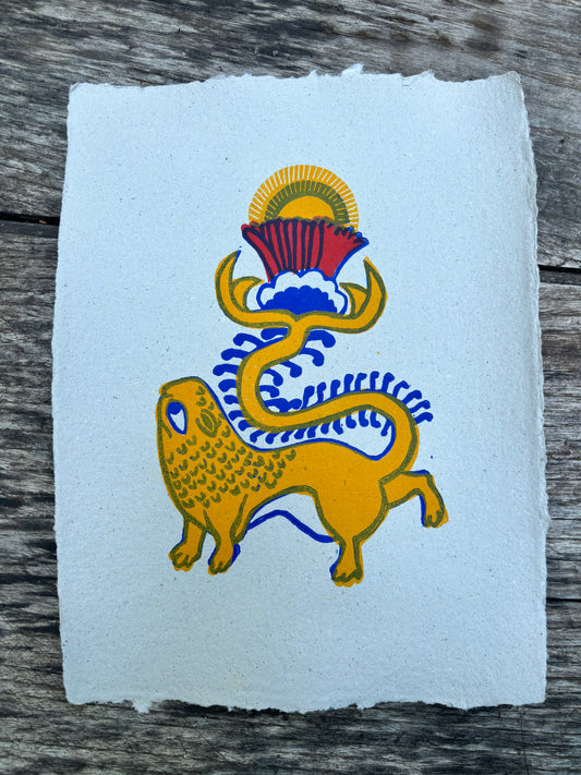 Lion Ensoleillé - linogravure